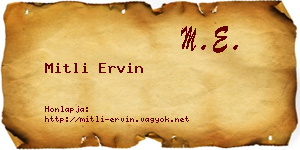 Mitli Ervin névjegykártya